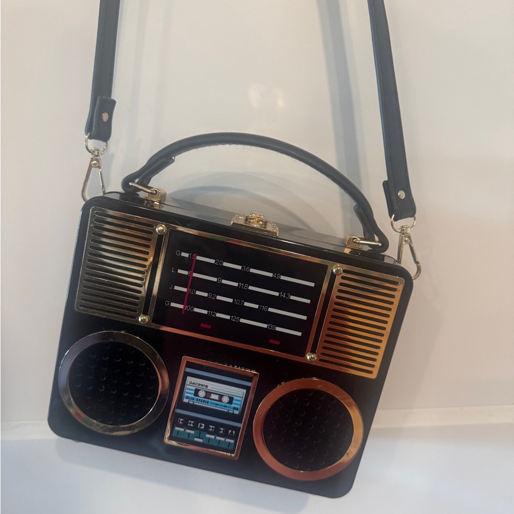 Retro Black and Gold Portable Audio Player